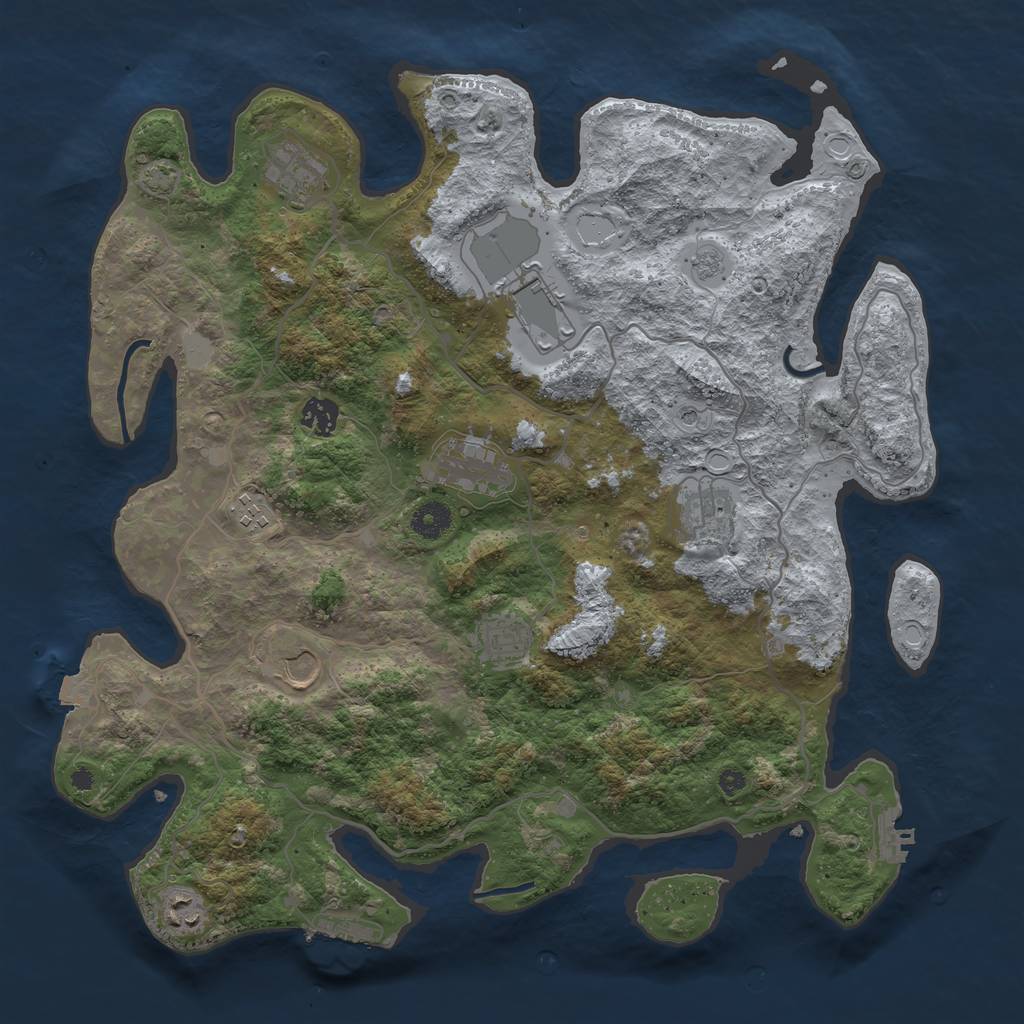 Rust Map: Procedural Map, Size: 4000, Seed: 2088097427, 17 Monuments