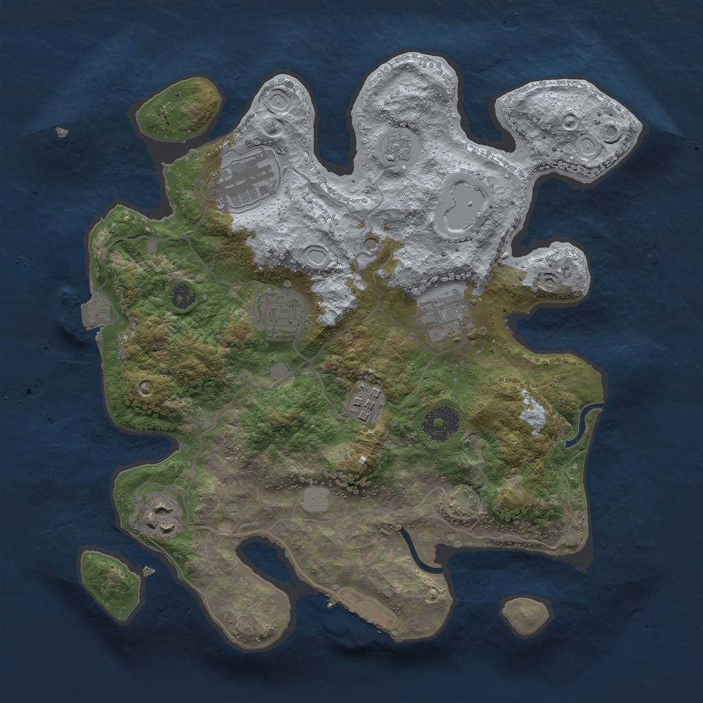 Rust Map: Procedural Map, Size: 3000, Seed: 29189, 12 Monuments