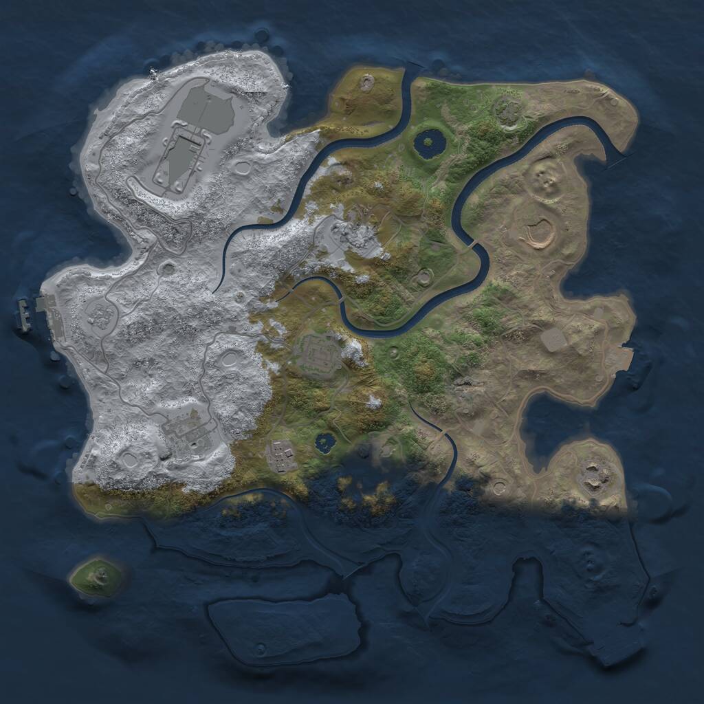 Rust Map: Procedural Map, Size: 3500, Seed: 1241246213, 14 Monuments