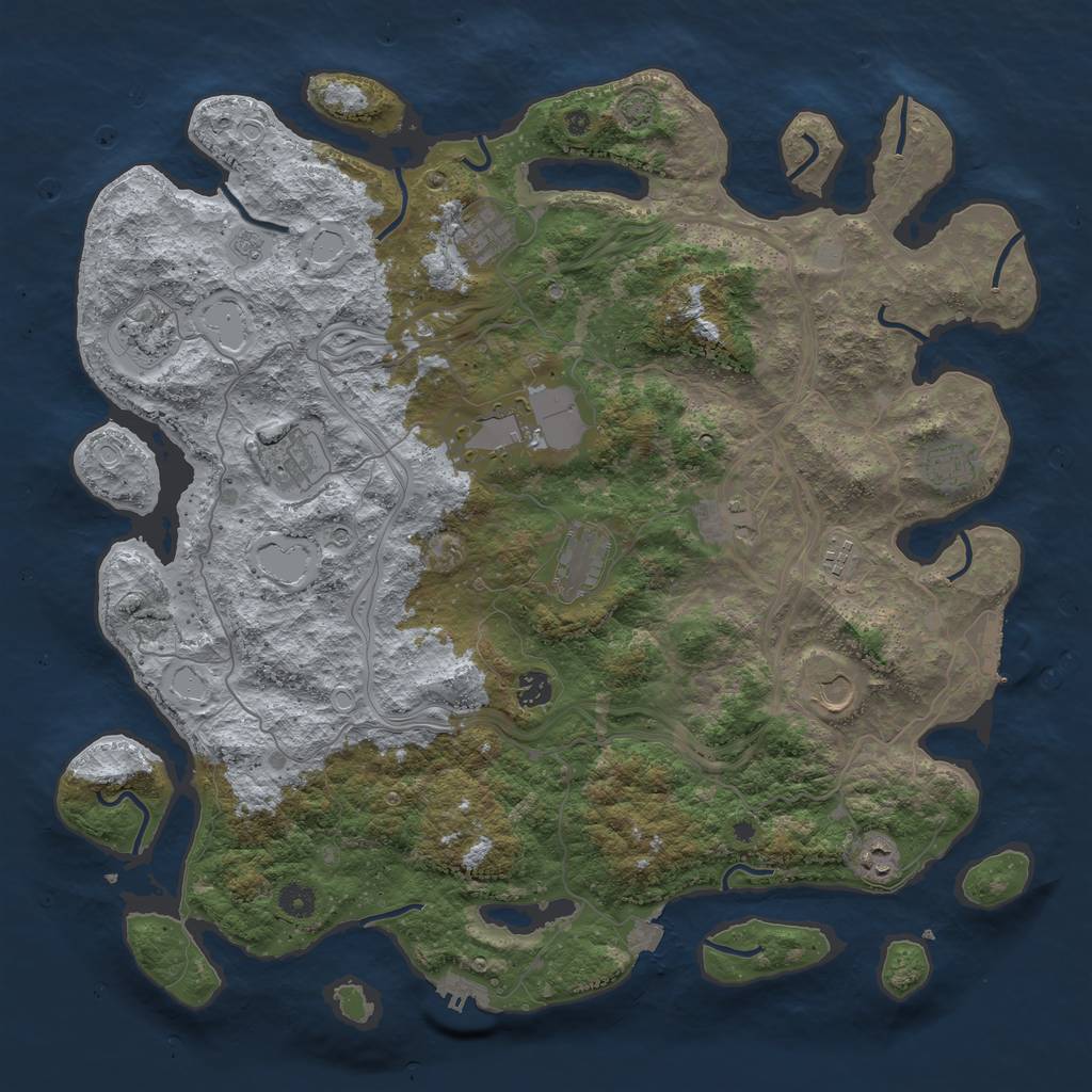 Rust Map: Procedural Map, Size: 4500, Seed: 811627409, 19 Monuments