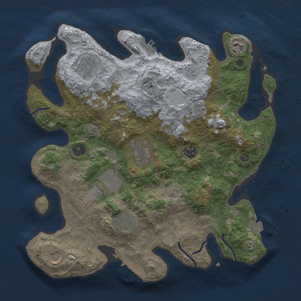 Rust Map: Procedural Map, Size: 3544, Seed: 22000021, 16 Monuments