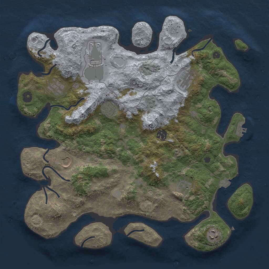 Rust Map: Procedural Map, Size: 3800, Seed: 1991, 16 Monuments