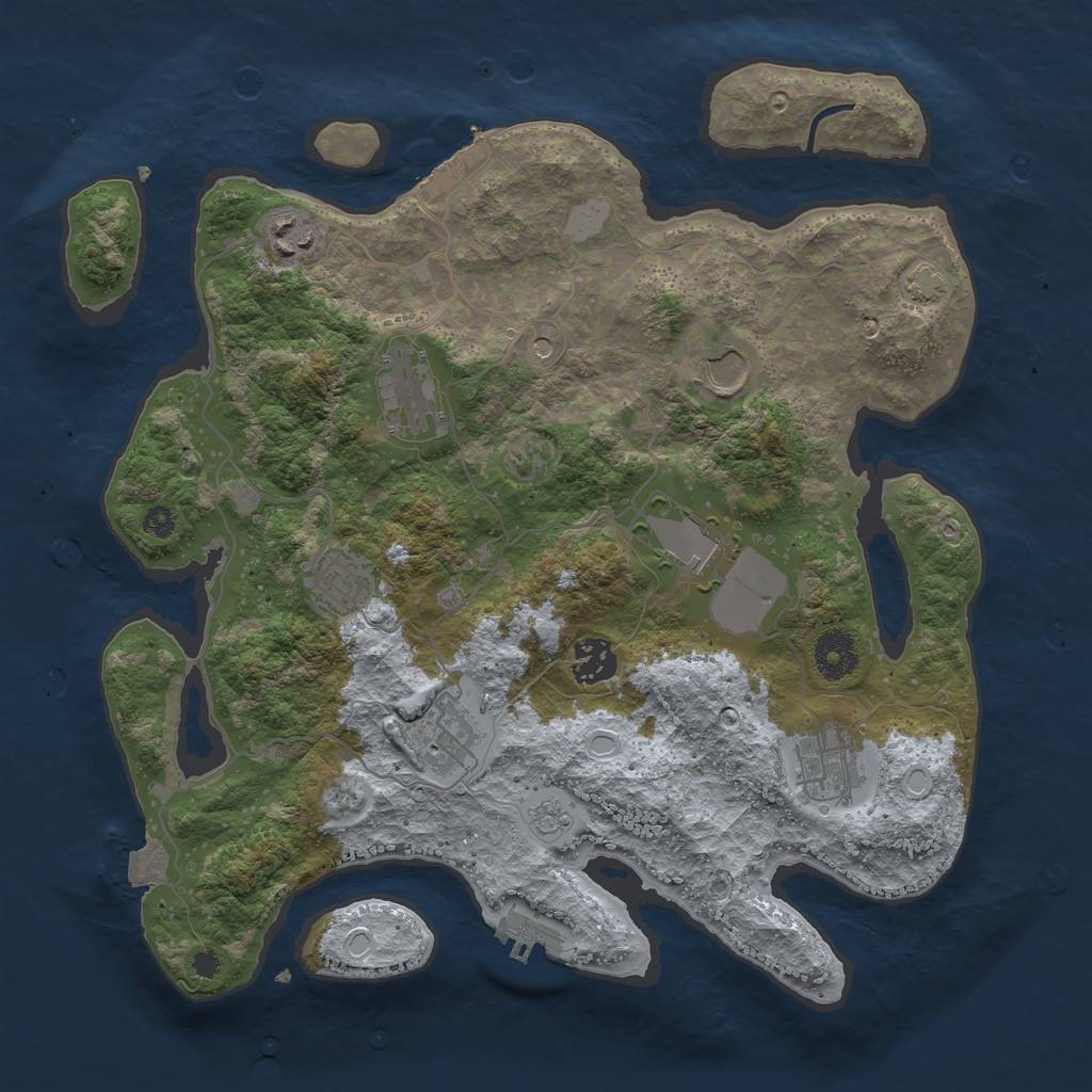 Rust Map: Procedural Map, Size: 3500, Seed: 49476799, 16 Monuments