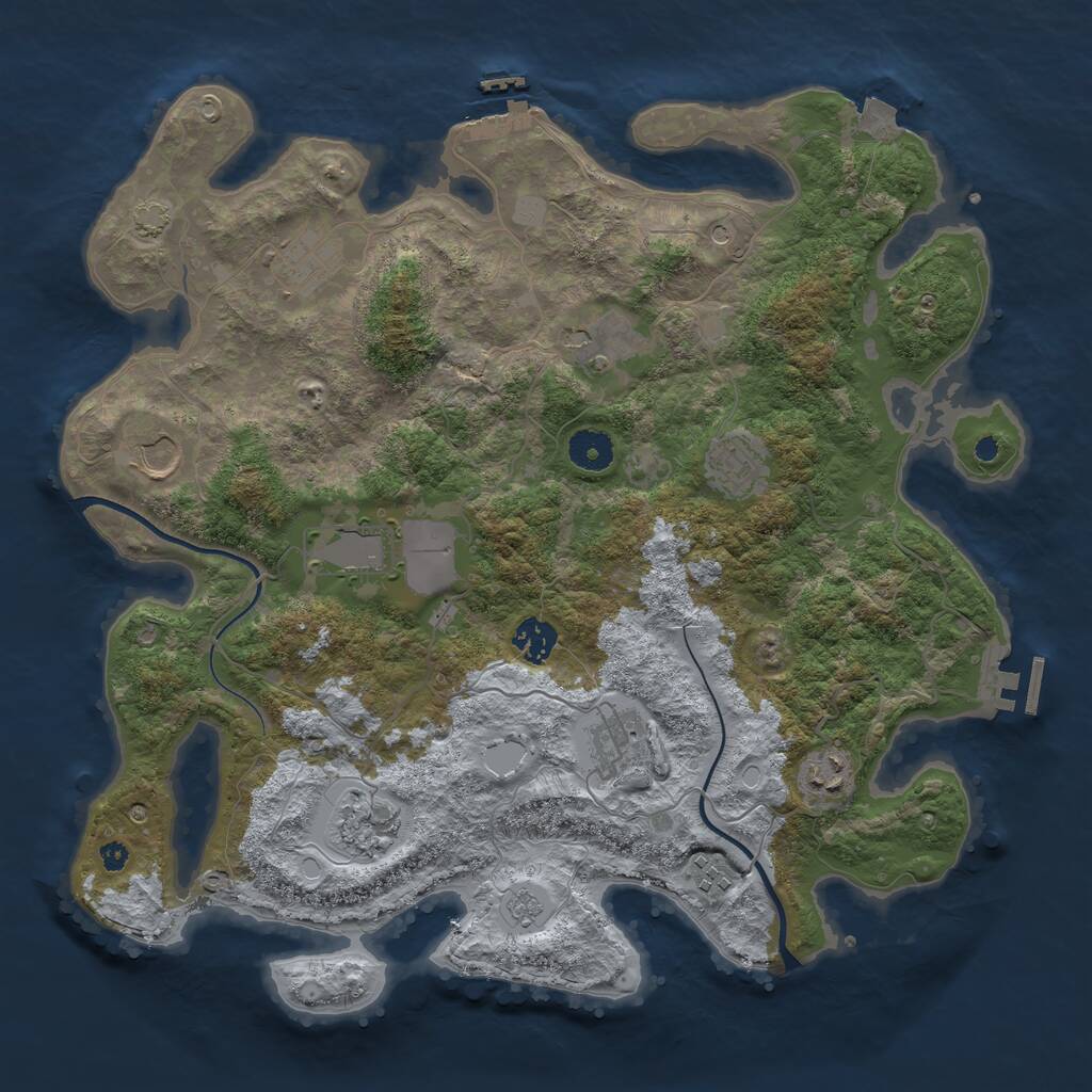 Rust Map: Procedural Map, Size: 3800, Seed: 47409631, 16 Monuments