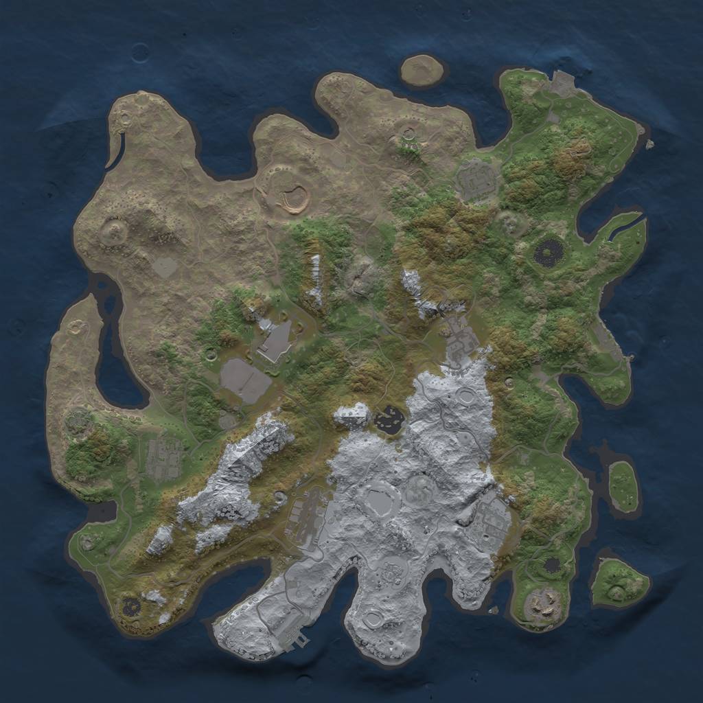 Rust Map: Procedural Map, Size: 3750, Seed: 1708866, 17 Monuments