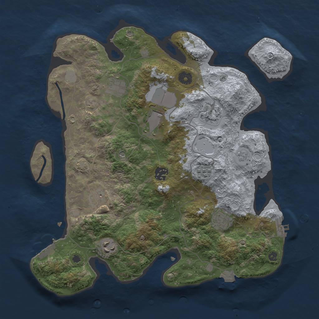 Rust Map: Procedural Map, Size: 3500, Seed: 60594182, 16 Monuments