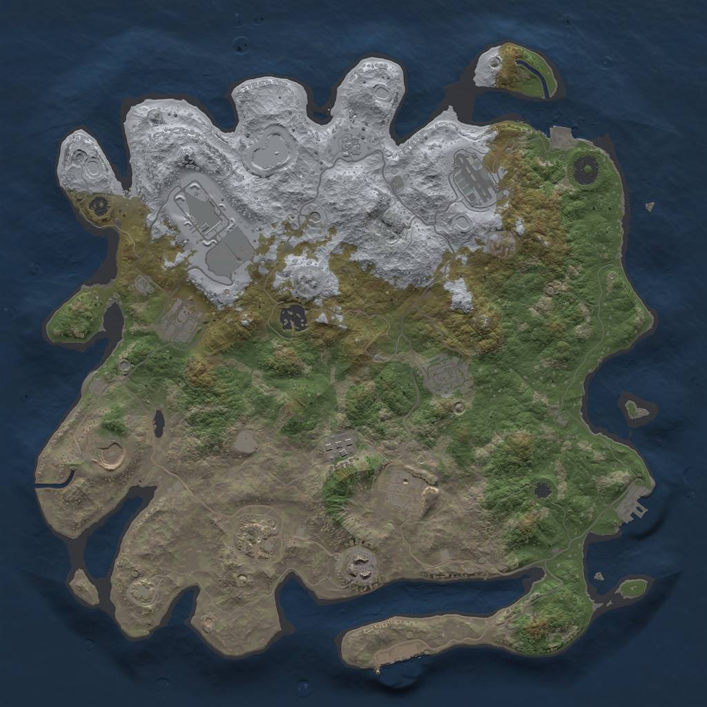 Rust Map: Procedural Map, Size: 3850, Seed: 19446177, 18 Monuments