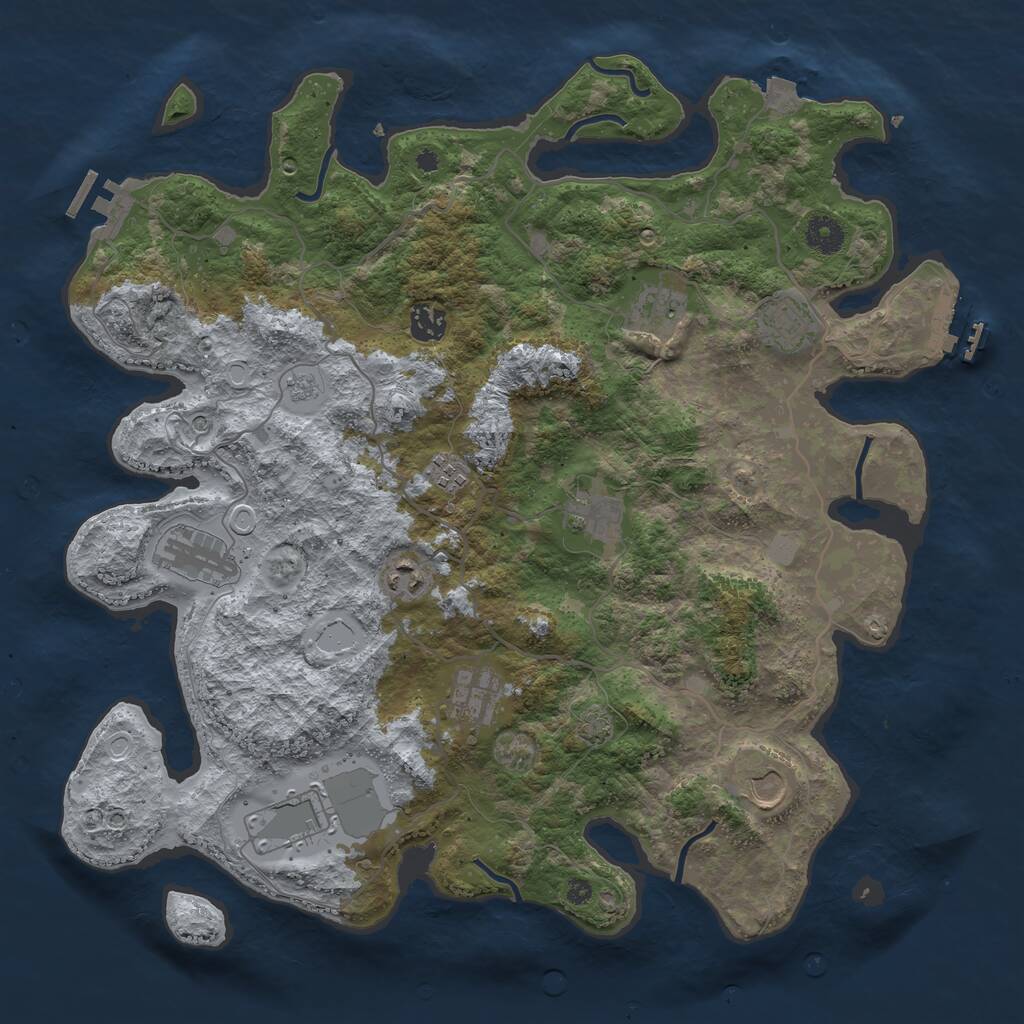 Rust Map: Procedural Map, Size: 4000, Seed: 57071975, 16 Monuments