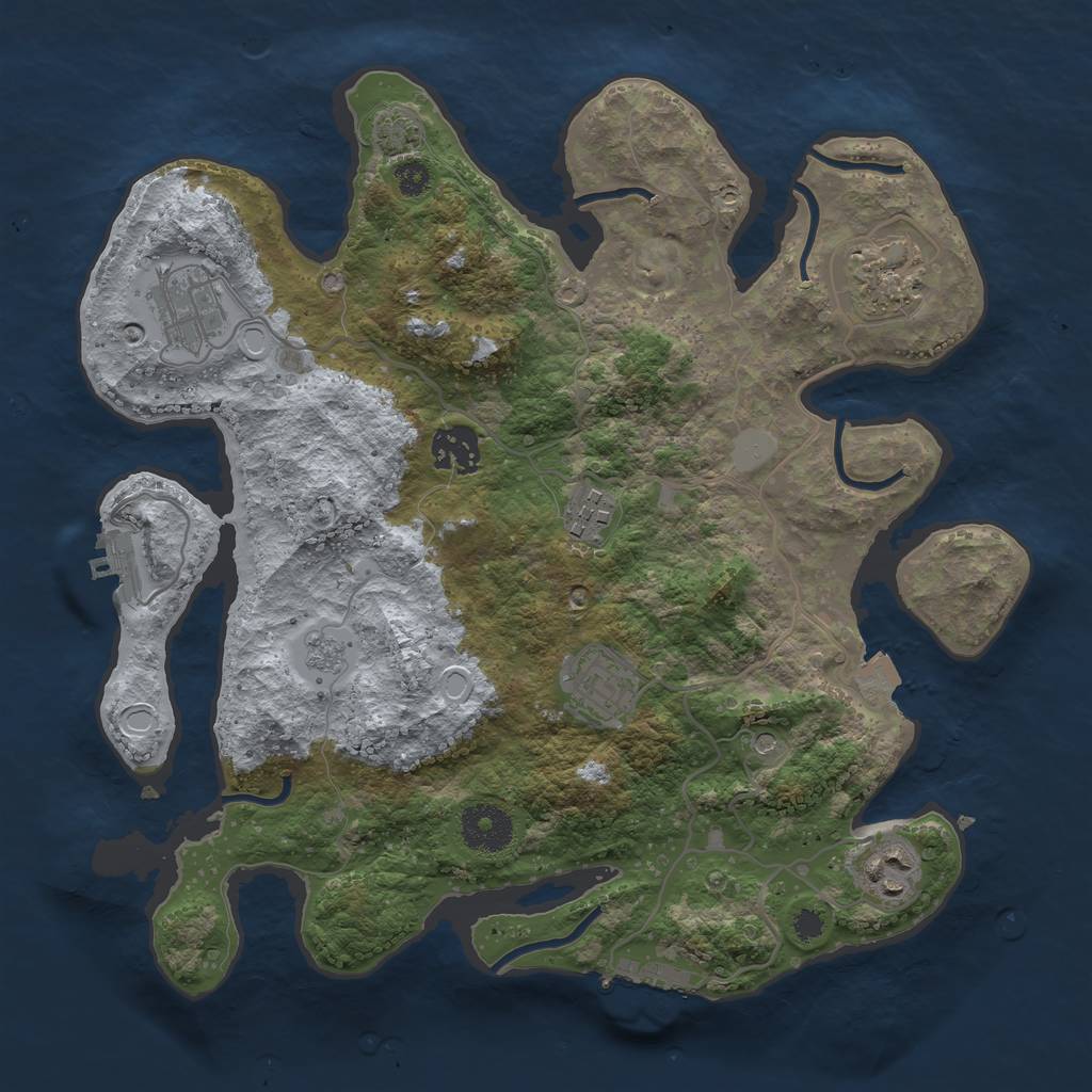 Rust Map: Procedural Map, Size: 3250, Seed: 5508, 14 Monuments