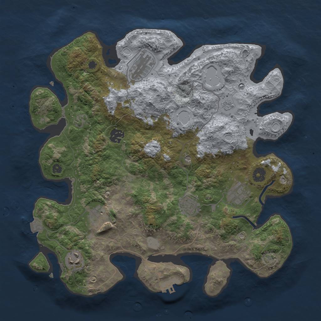 Rust Map: Procedural Map, Size: 3400, Seed: 96604352, 13 Monuments
