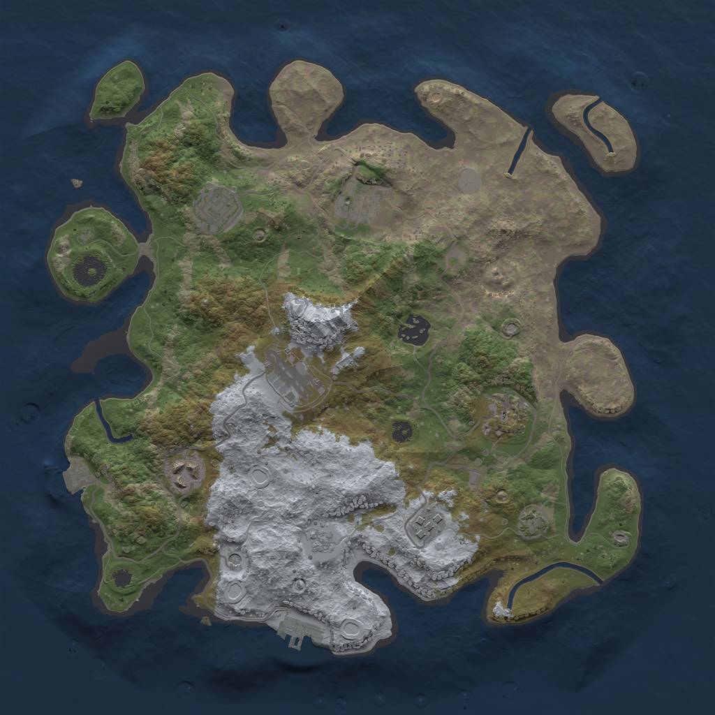 Rust Map: Procedural Map, Size: 3450, Seed: 96199795, 14 Monuments