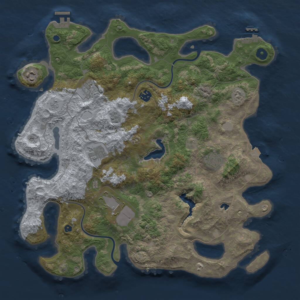 Rust Map: Procedural Map, Size: 4000, Seed: 36959307, 13 Monuments