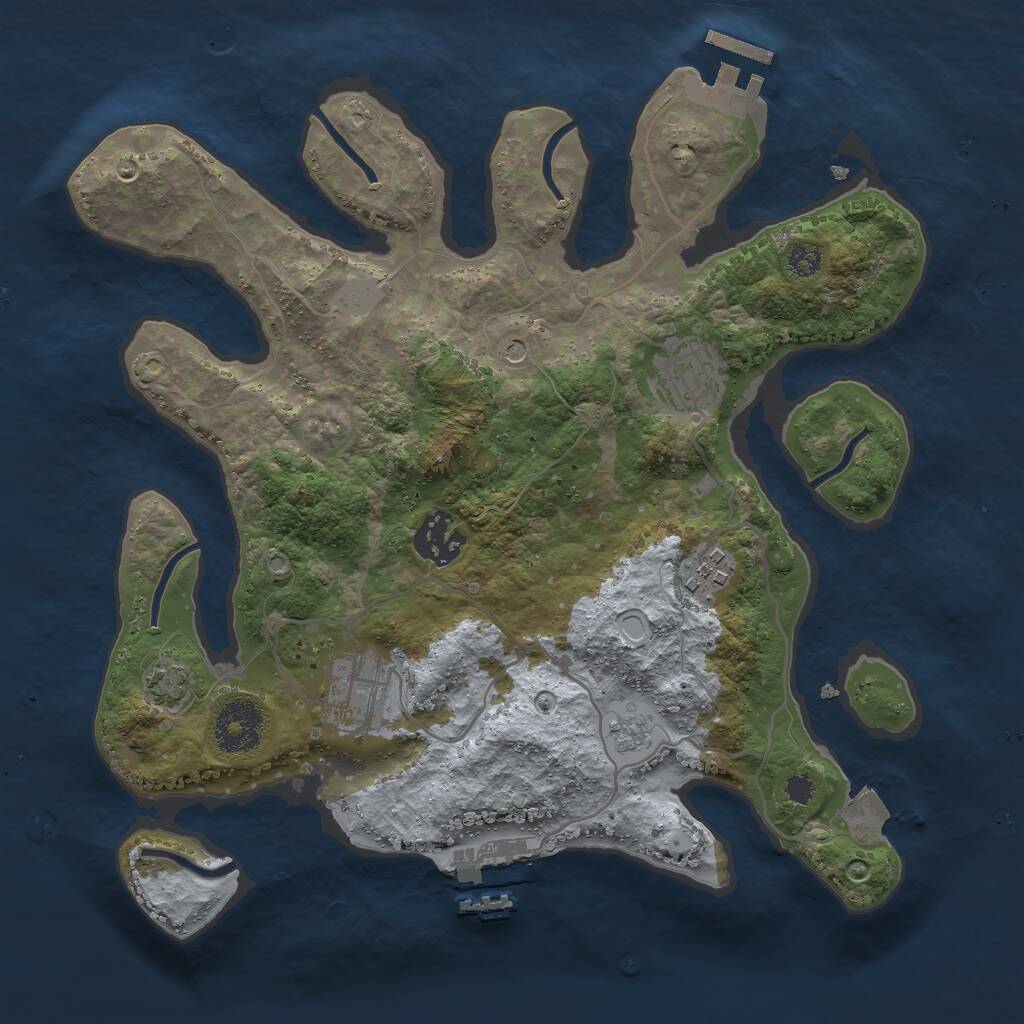 Rust Map: Procedural Map, Size: 3000, Seed: 97517, 10 Monuments