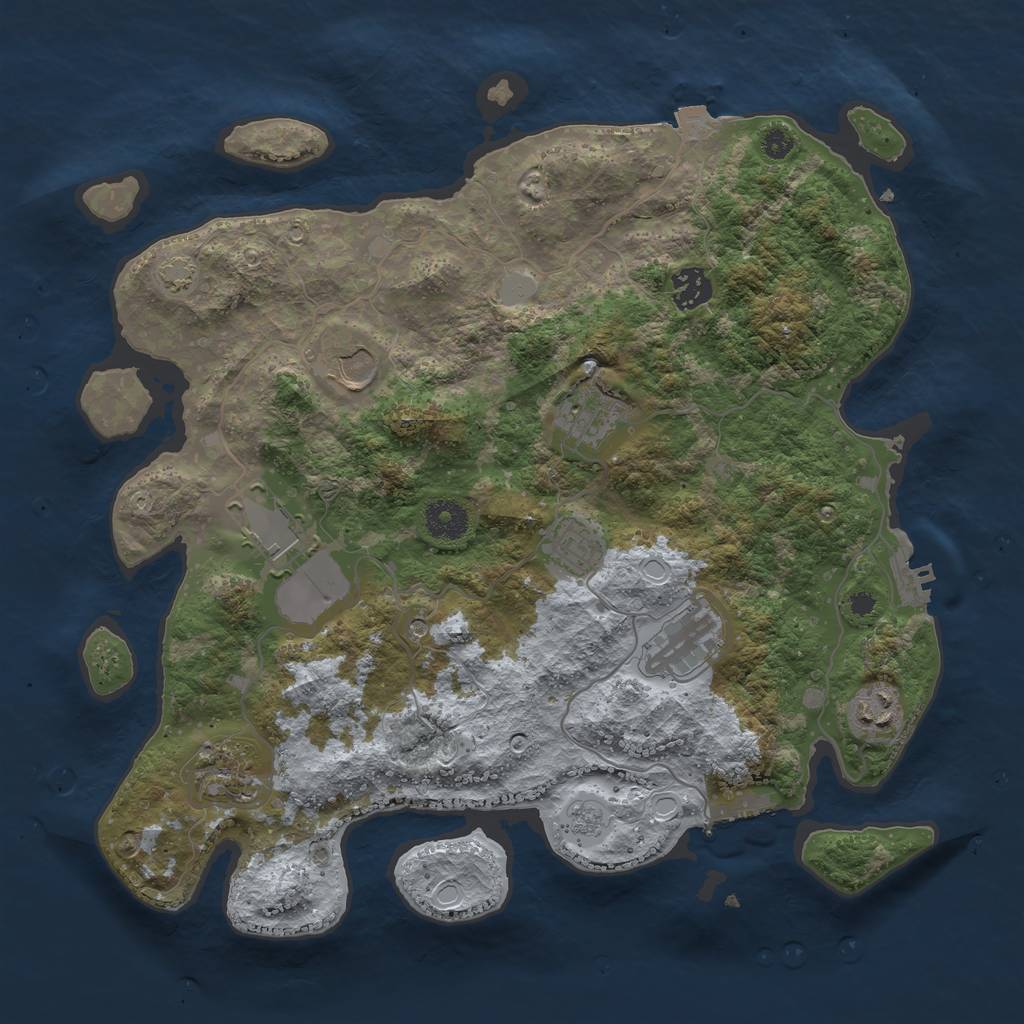 Rust Map: Procedural Map, Size: 3650, Seed: 42781991, 16 Monuments