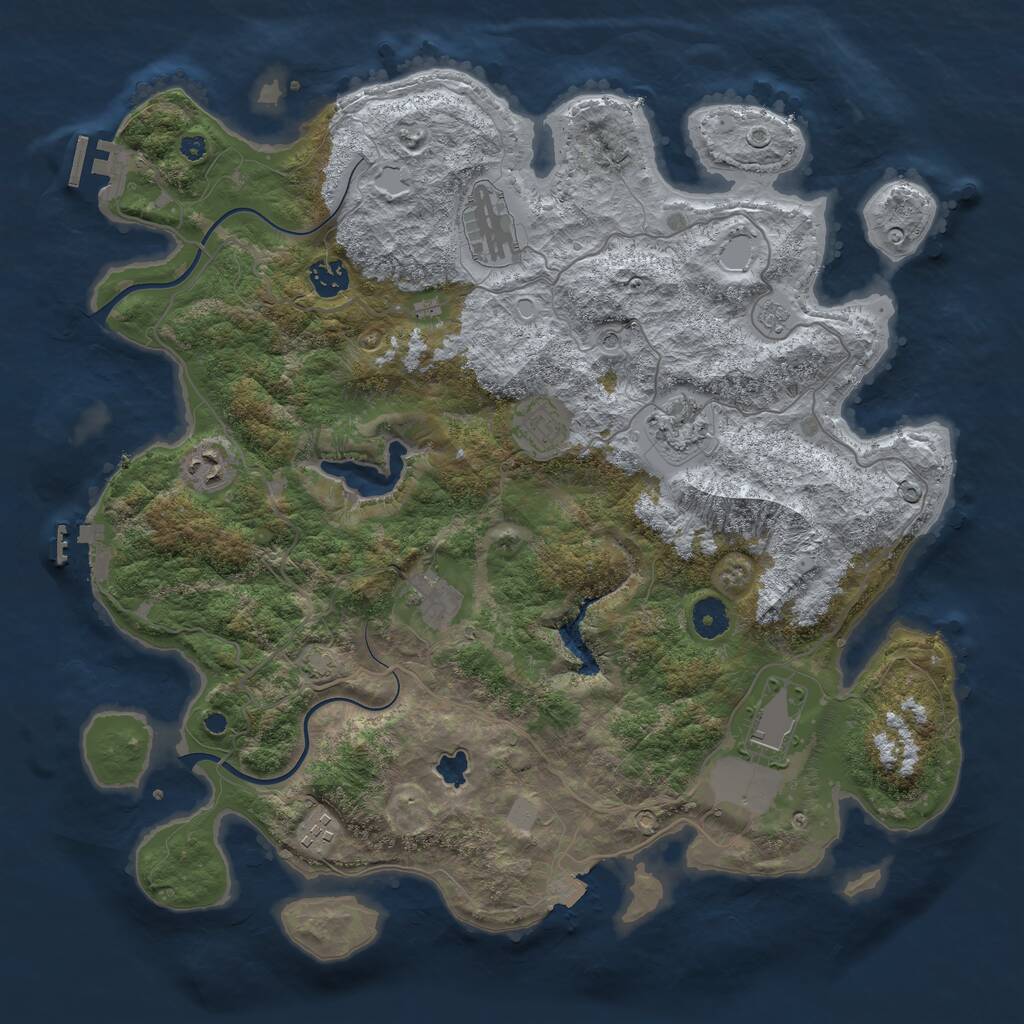 Rust Map: Procedural Map, Size: 4000, Seed: 72713, 14 Monuments