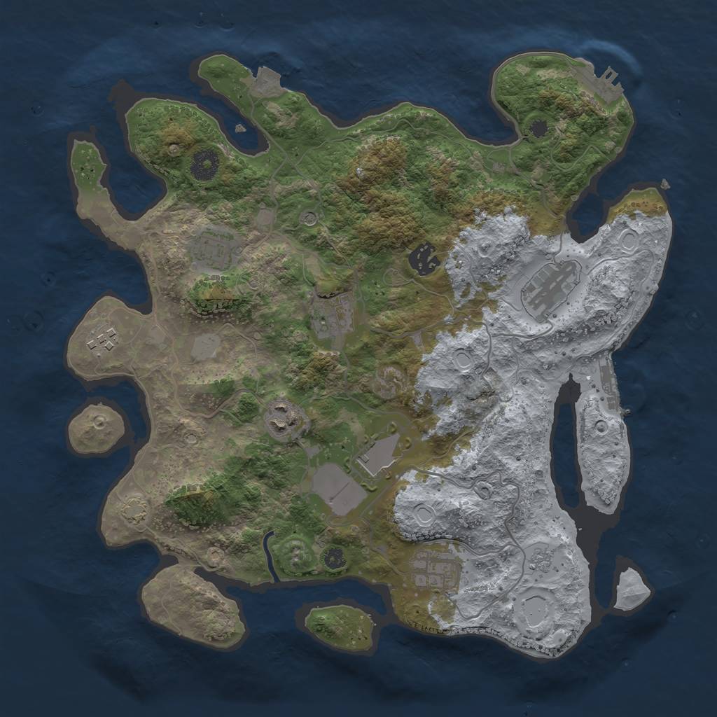 Rust Map: Procedural Map, Size: 3500, Seed: 1152012525, 16 Monuments