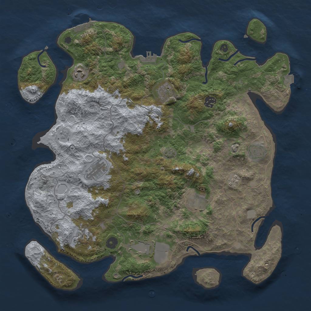 Rust Map: Procedural Map, Size: 4000, Seed: 2056939331, 17 Monuments