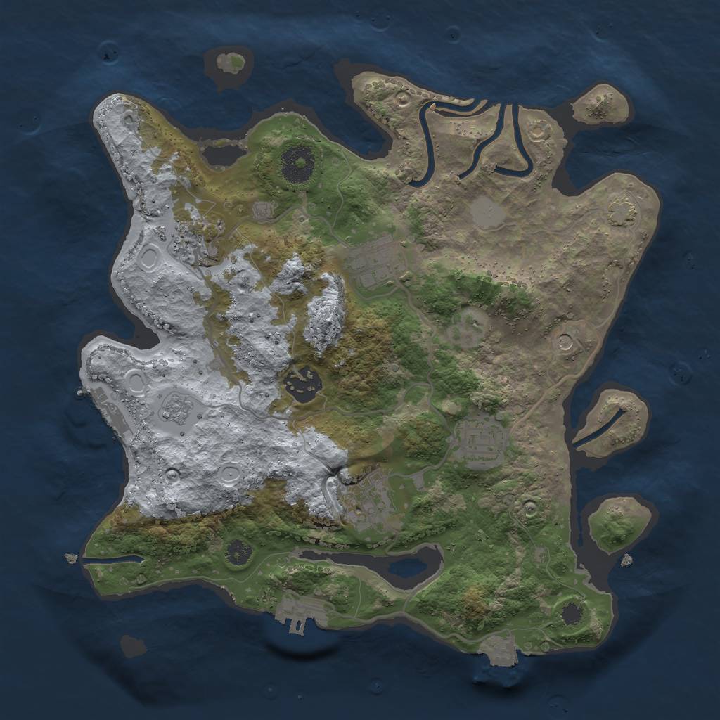 Rust Map: Procedural Map, Size: 3000, Seed: 319827, 13 Monuments