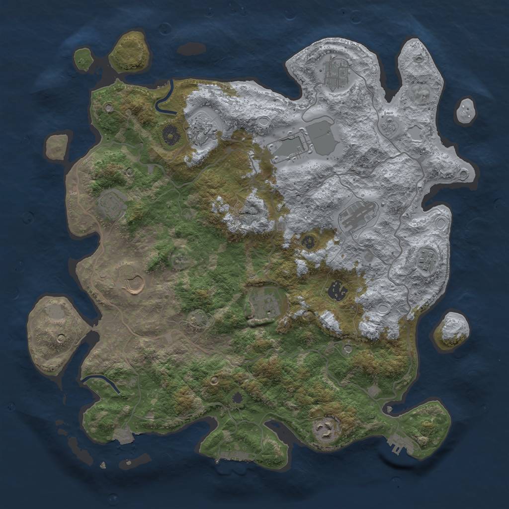 Rust Map: Procedural Map, Size: 4000, Seed: 297169562, 18 Monuments
