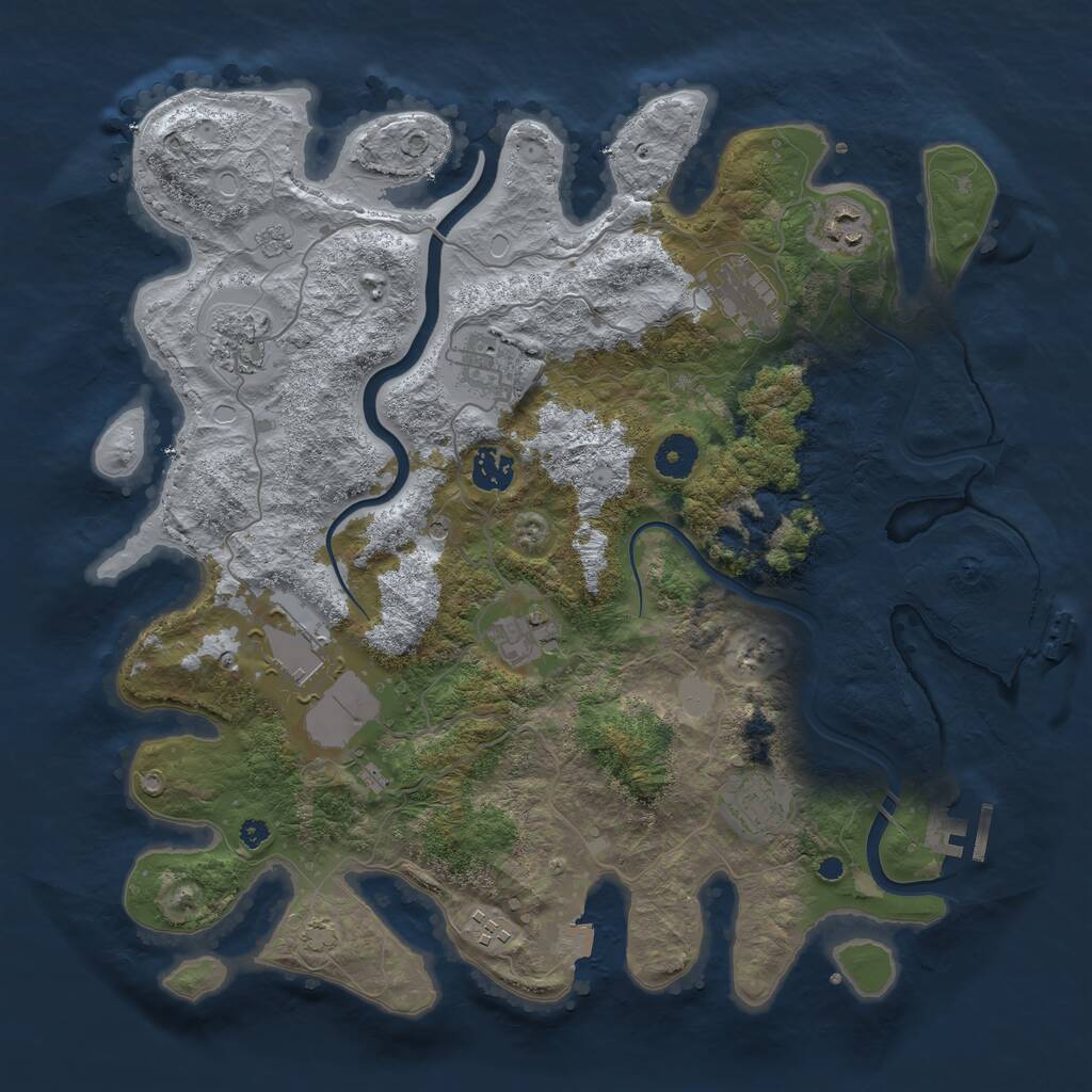 Rust Map: Procedural Map, Size: 3800, Seed: 873863385, 15 Monuments