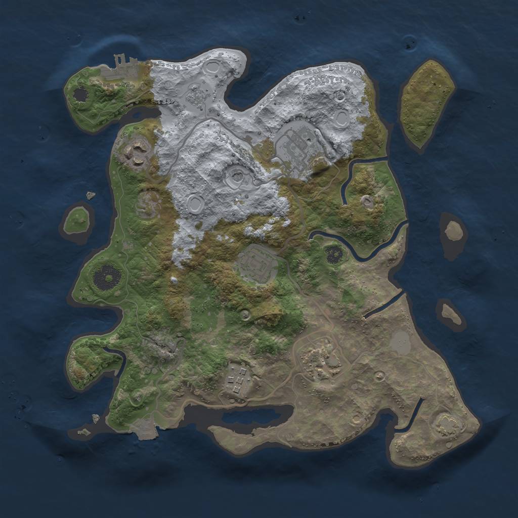 Rust Map: Procedural Map, Size: 3000, Seed: 951852, 12 Monuments