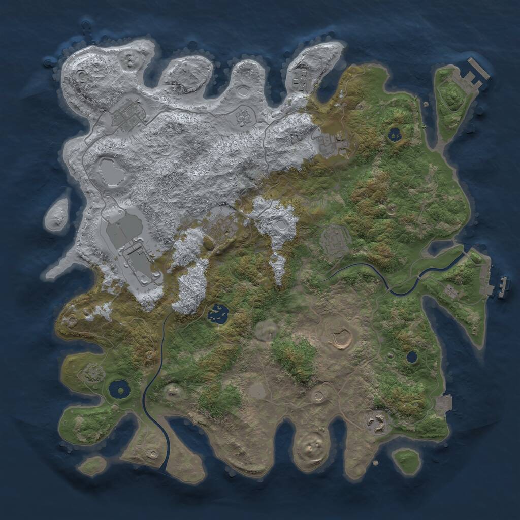 Rust Map: Procedural Map, Size: 3850, Seed: 873863385, 15 Monuments