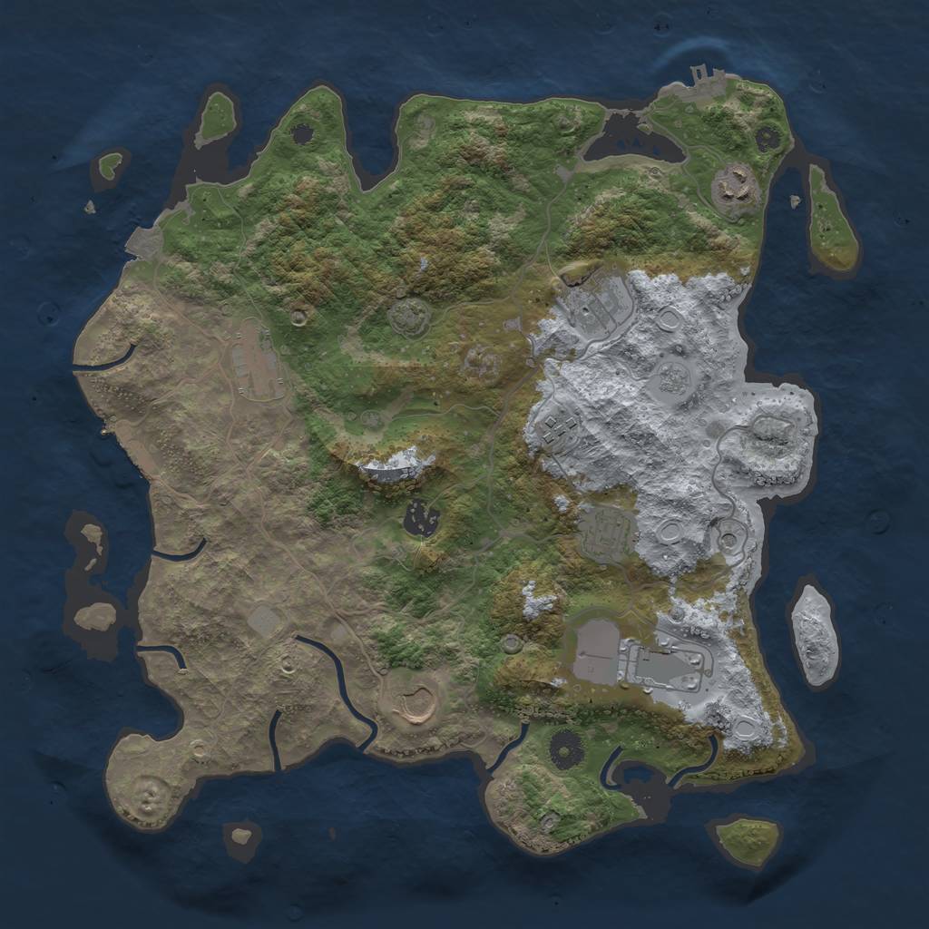 Rust Map: Procedural Map, Size: 3800, Seed: 36141769, 16 Monuments