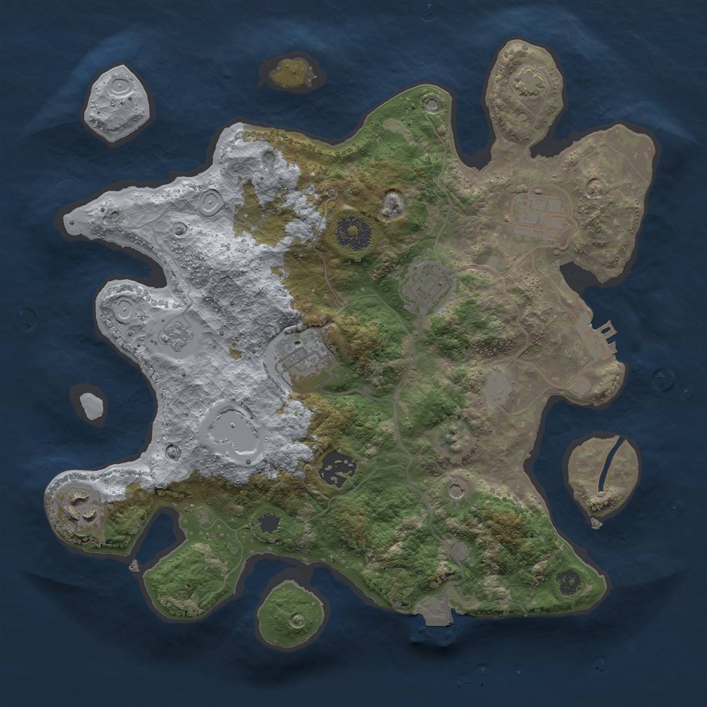 Rust Map: Procedural Map, Size: 3000, Seed: 4398270, 12 Monuments