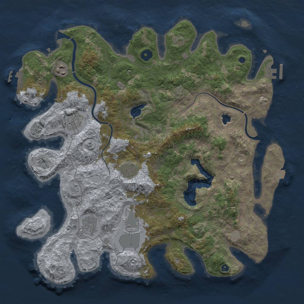 Rust Map: Procedural Map, Size: 4000, Seed: 29477224, 12 Monuments