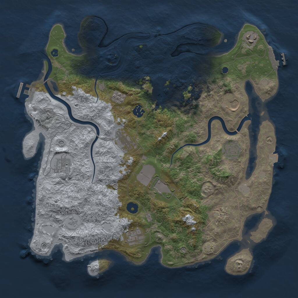 Rust Map: Procedural Map, Size: 3900, Seed: 14227423, 17 Monuments