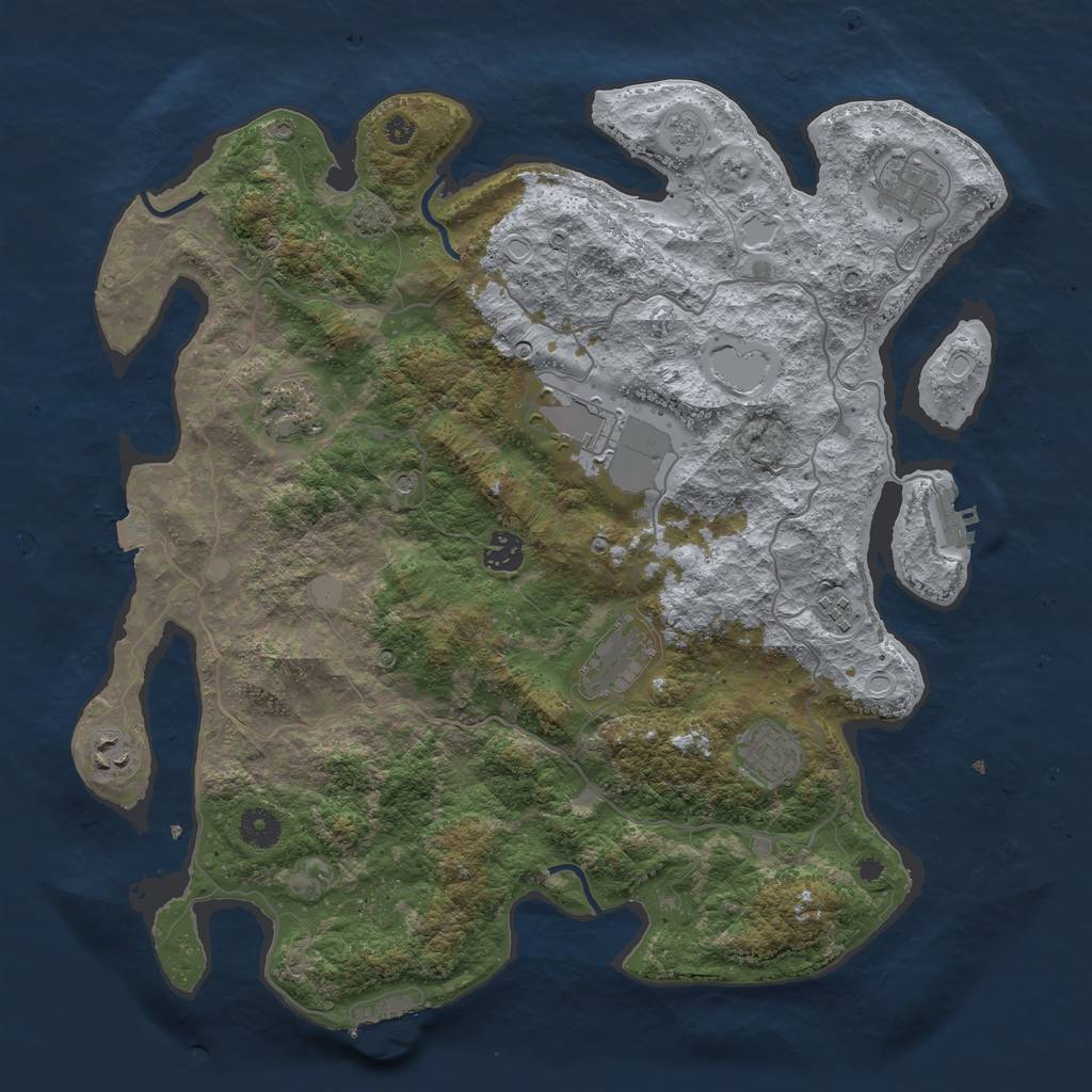 Rust Map: Procedural Map, Size: 4000, Seed: 947, 16 Monuments