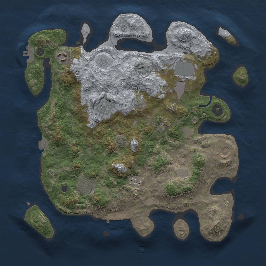 Rust Map: Procedural Map, Size: 3500, Seed: 875478978, 15 Monuments