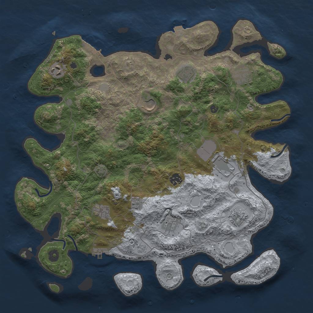 Rust Map: Procedural Map, Size: 4000, Seed: 56443094, 18 Monuments