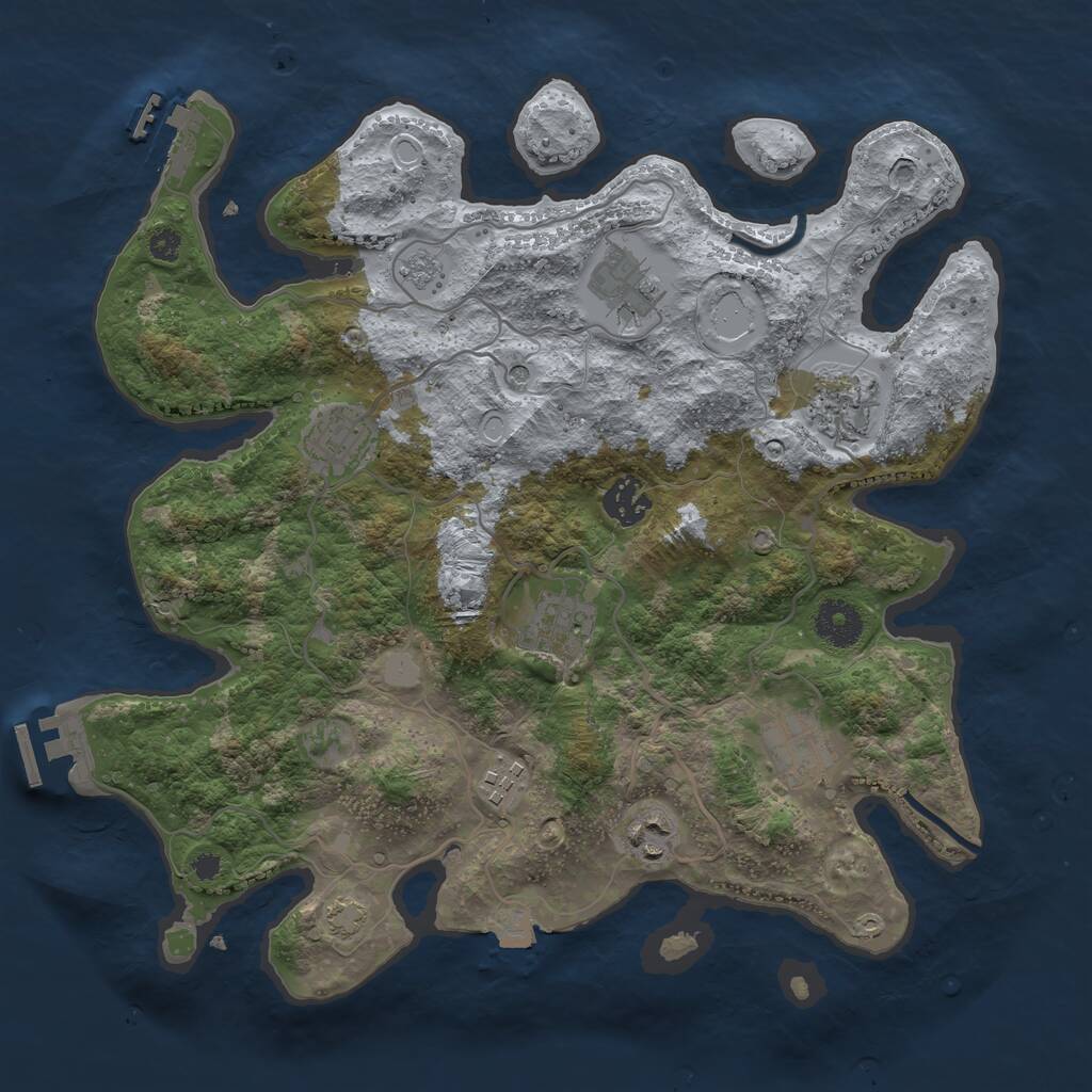 Rust Map: Procedural Map, Size: 3450, Seed: 28074322, 14 Monuments