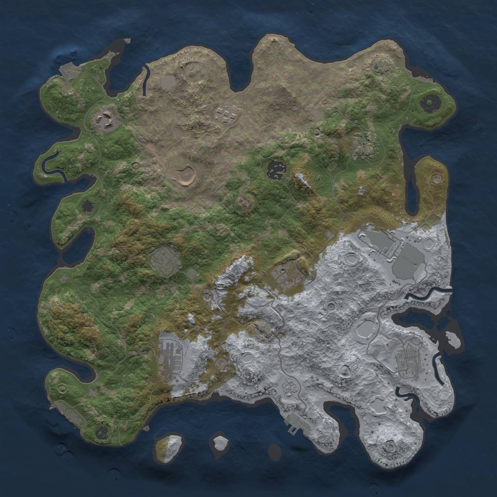 Rust Map: Procedural Map, Size: 3800, Seed: 95233588, 18 Monuments