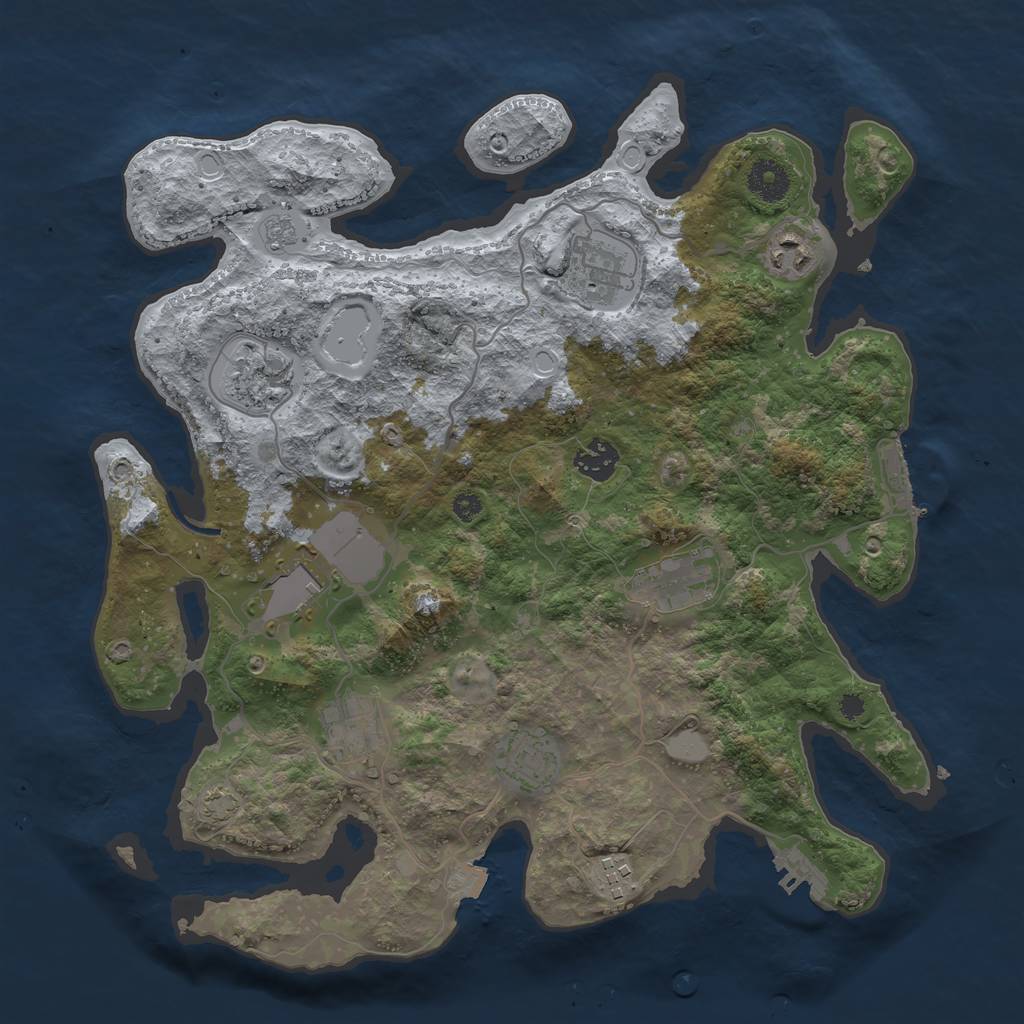 Rust Map: Procedural Map, Size: 3650, Seed: 43026853, 16 Monuments