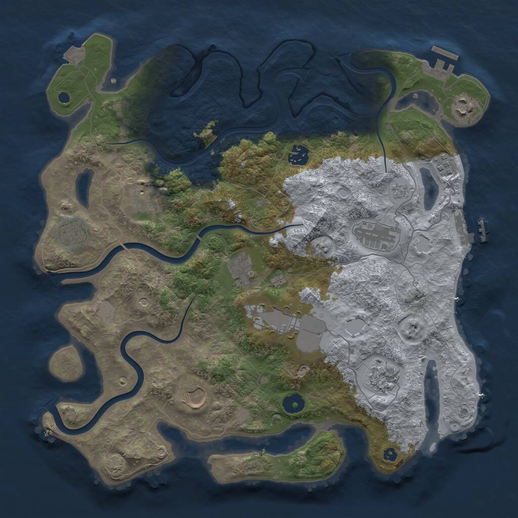 Rust Map: Procedural Map, Size: 3750, Seed: 331857, 16 Monuments