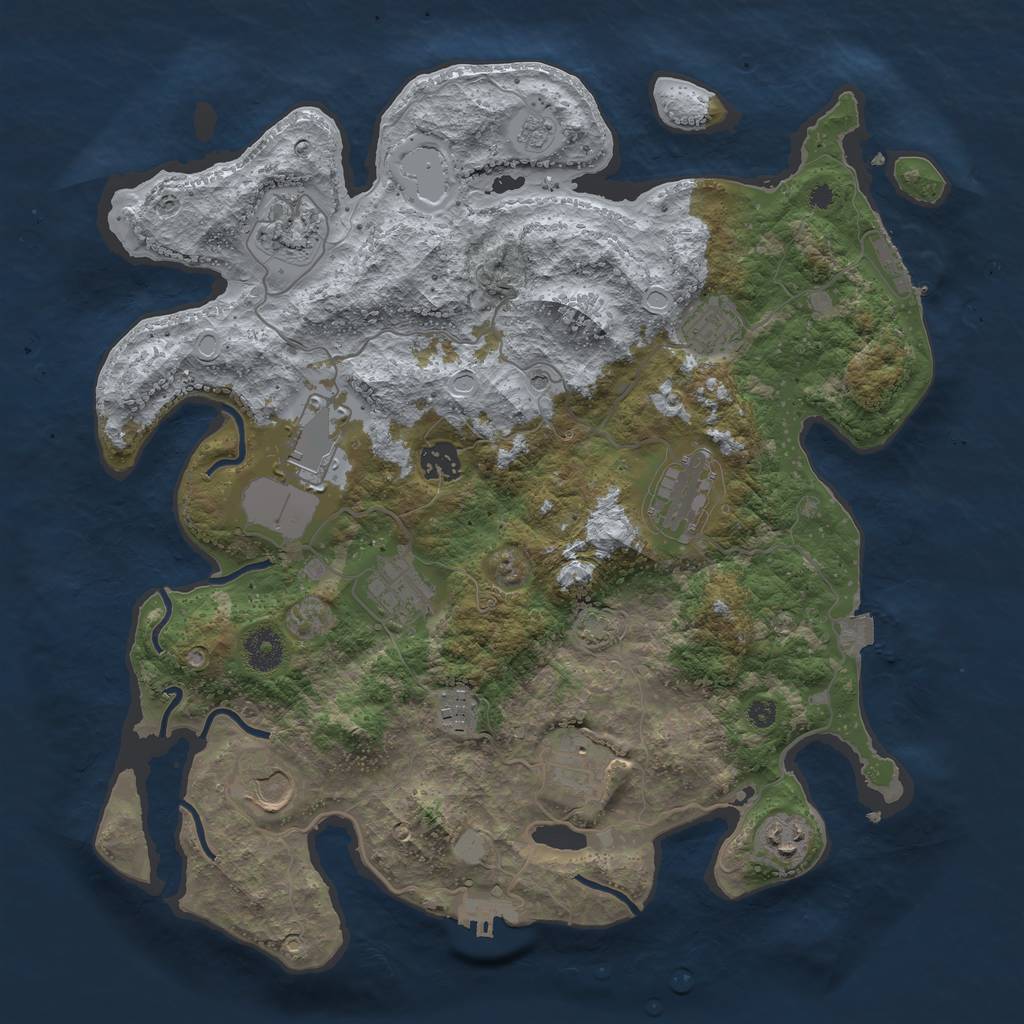 Rust Map: Procedural Map, Size: 3750, Seed: 631664, 18 Monuments
