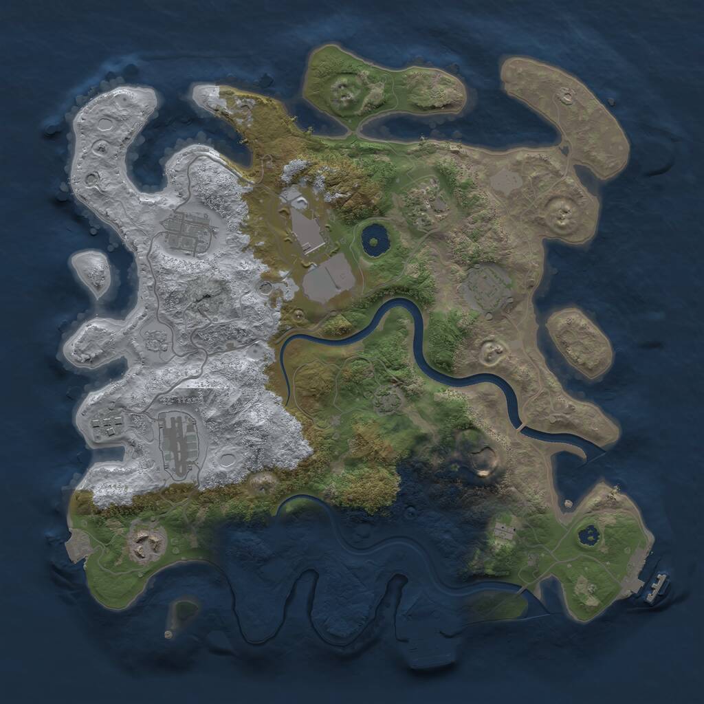 Rust Map: Procedural Map, Size: 3500, Seed: 1234686362, 14 Monuments