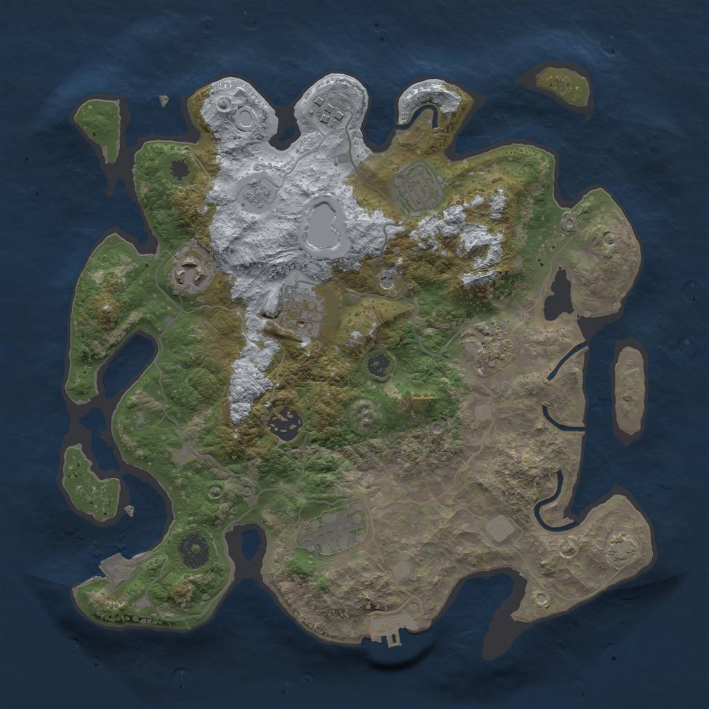 Rust Map: Procedural Map, Size: 3250, Seed: 1424758381, 14 Monuments
