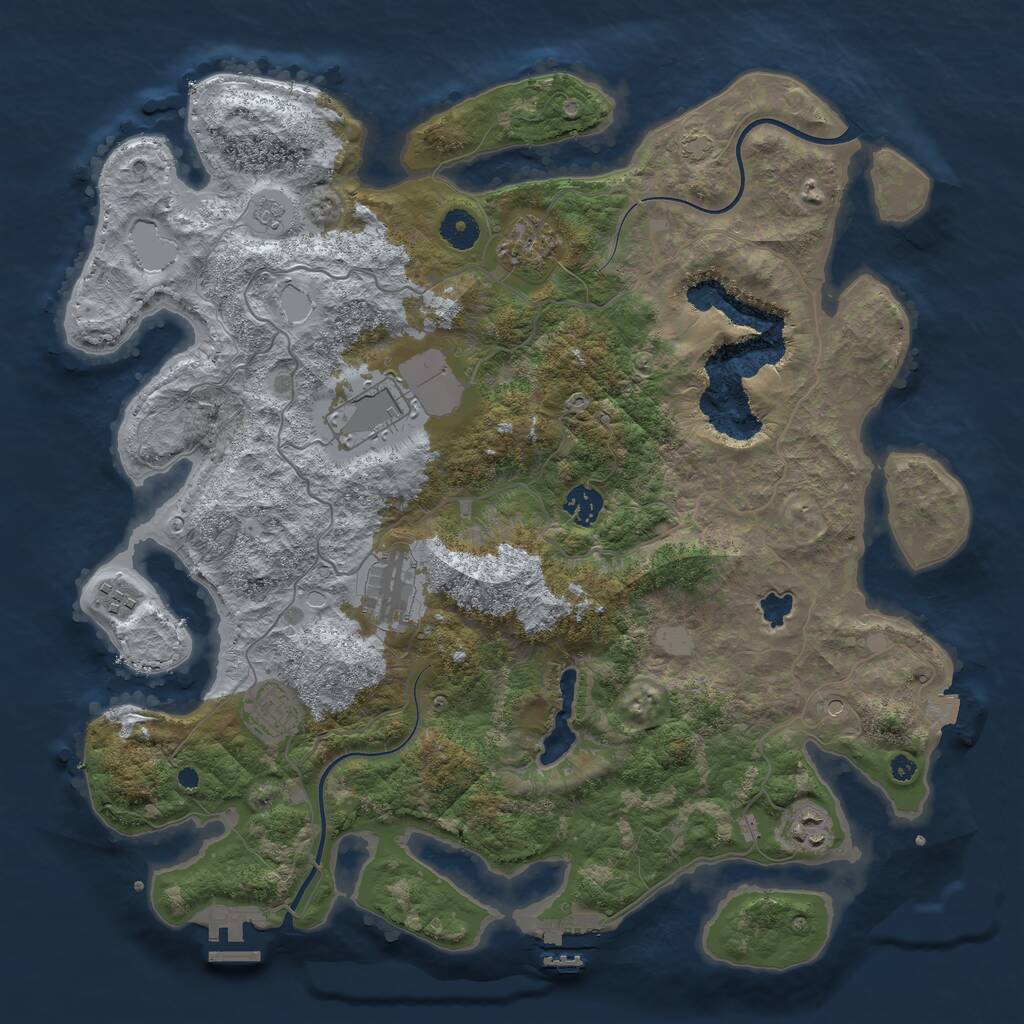 Rust Map: Procedural Map, Size: 4000, Seed: 1247364479, 13 Monuments
