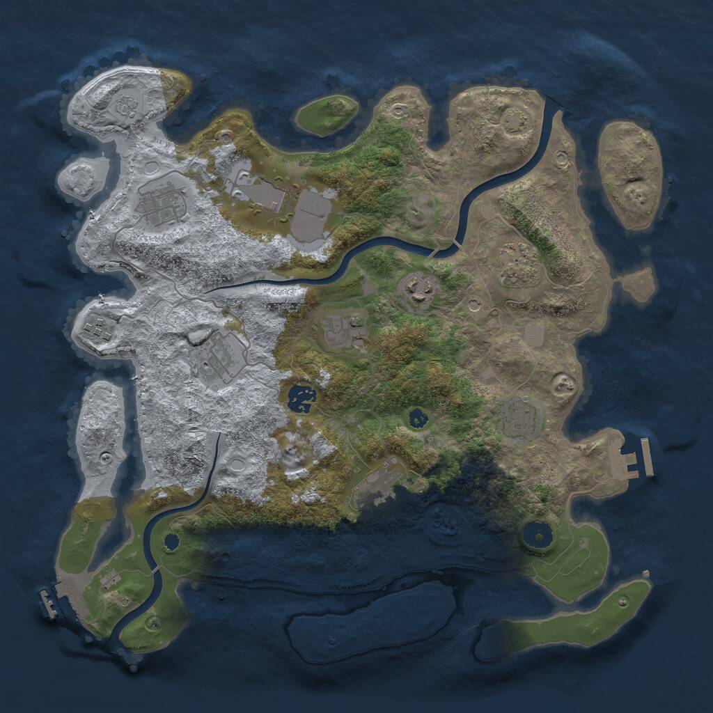 Rust Map: Procedural Map, Size: 3750, Seed: 88794418, 16 Monuments