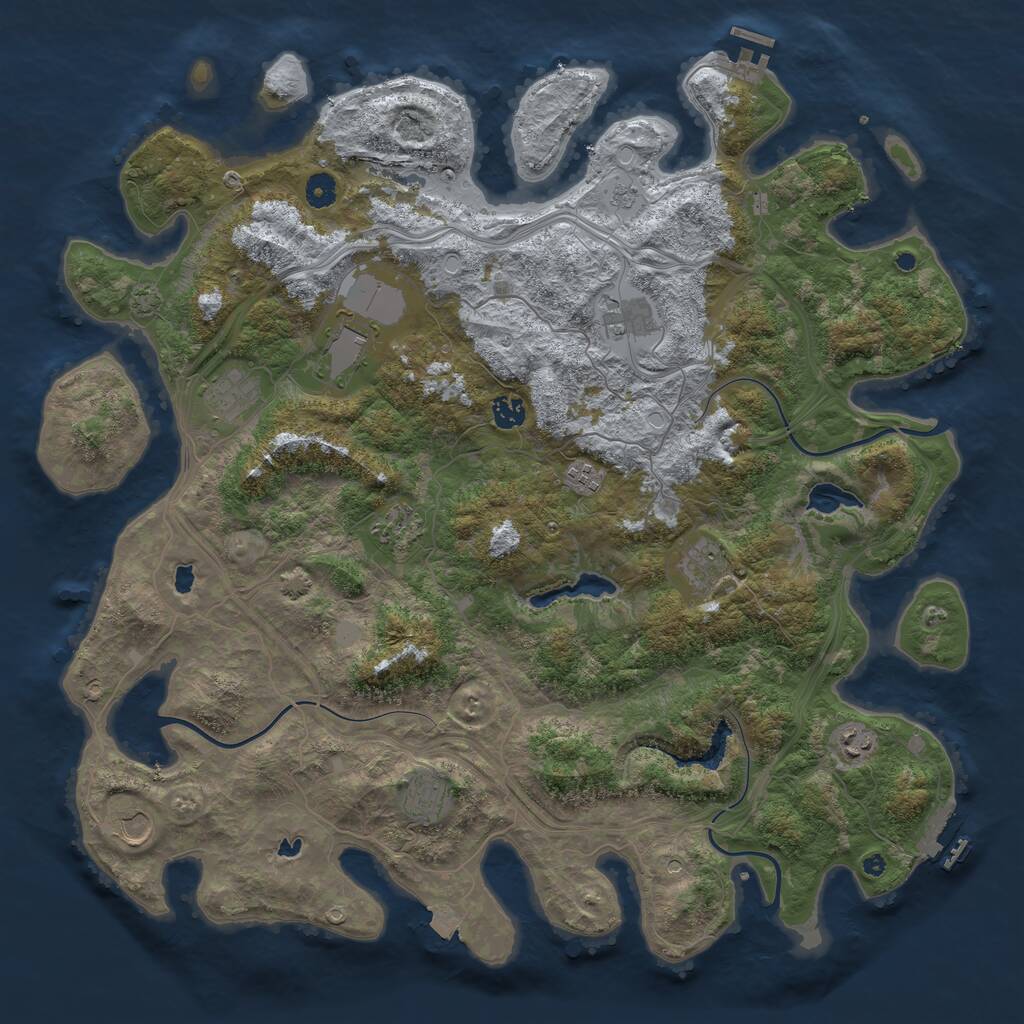 Rust Map: Procedural Map, Size: 4600, Seed: 22446677, 16 Monuments