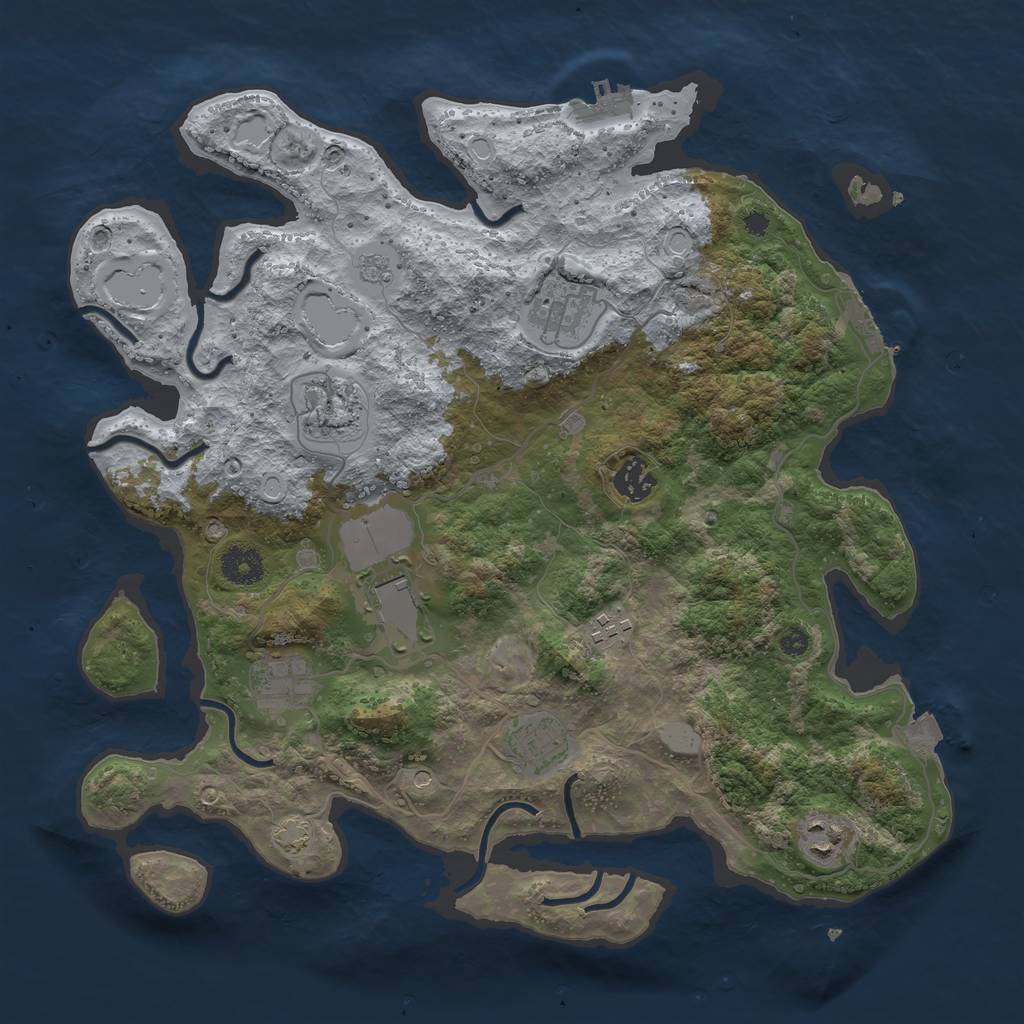 Rust Map: Procedural Map, Size: 3700, Seed: 63138967, 16 Monuments