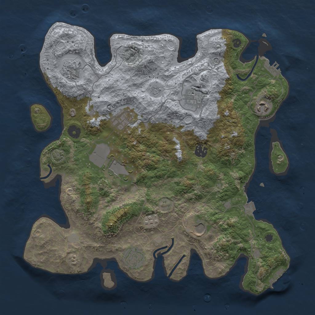 Rust Map: Procedural Map, Size: 3650, Seed: 88992732, 17 Monuments