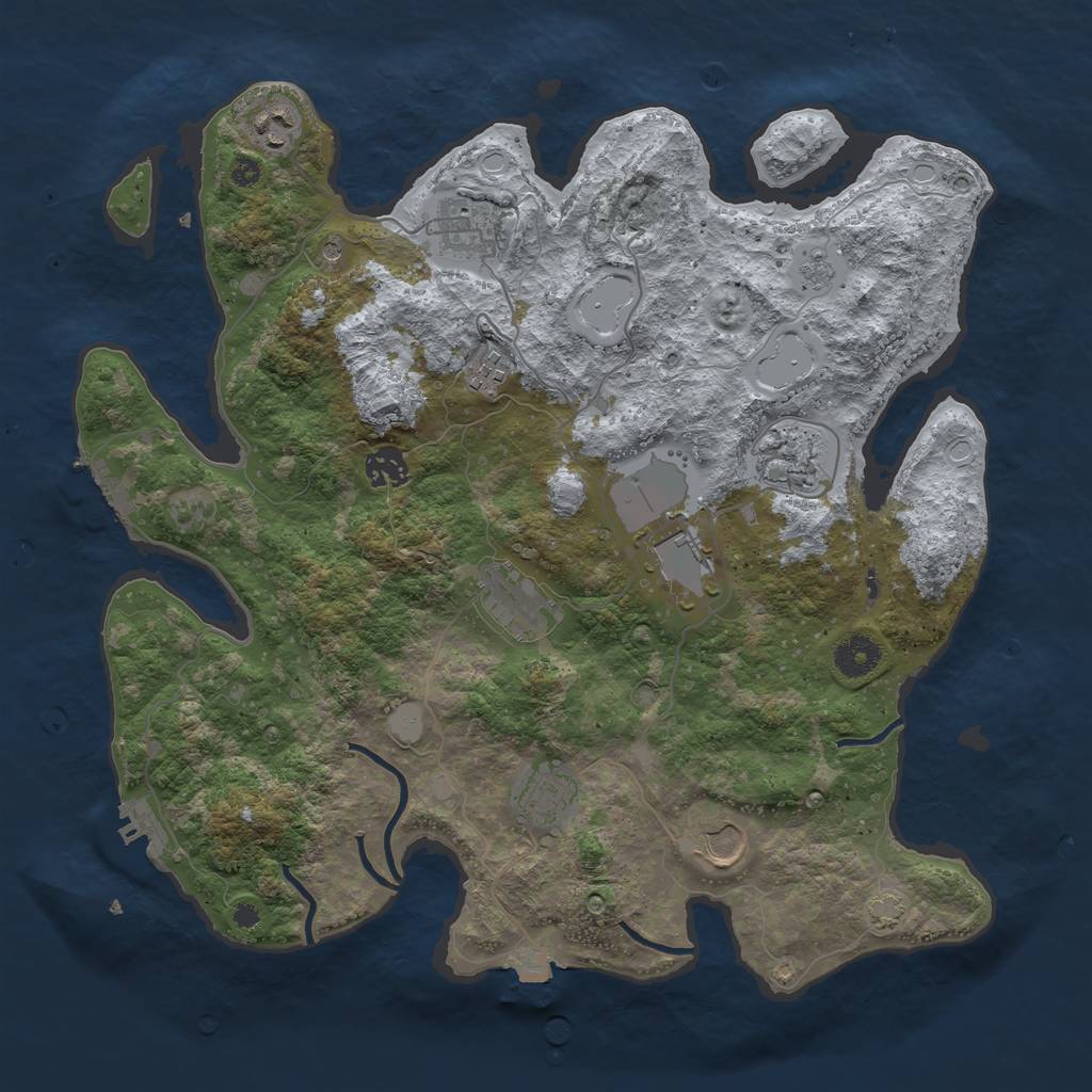 Rust Map: Procedural Map, Size: 3800, Seed: 32923910, 17 Monuments