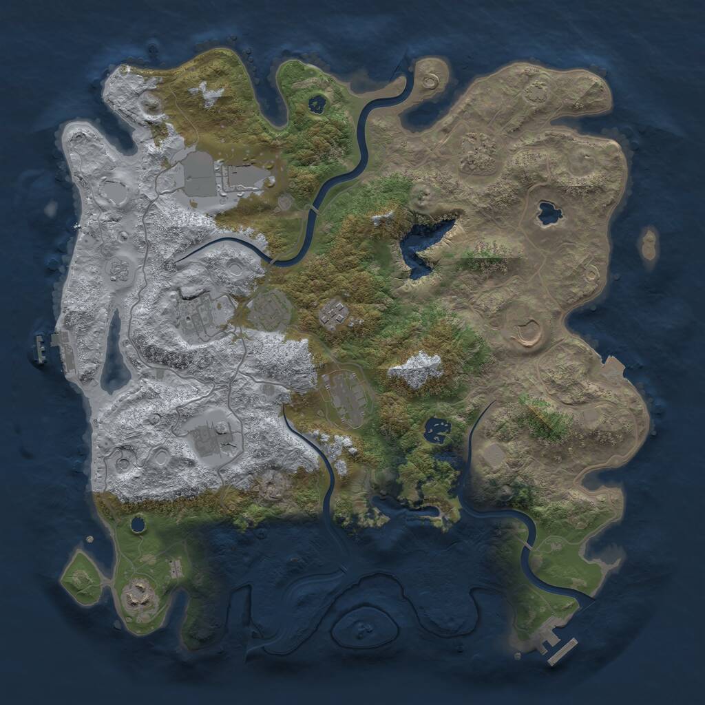 Rust Map: Procedural Map, Size: 4000, Seed: 634564564, 16 Monuments