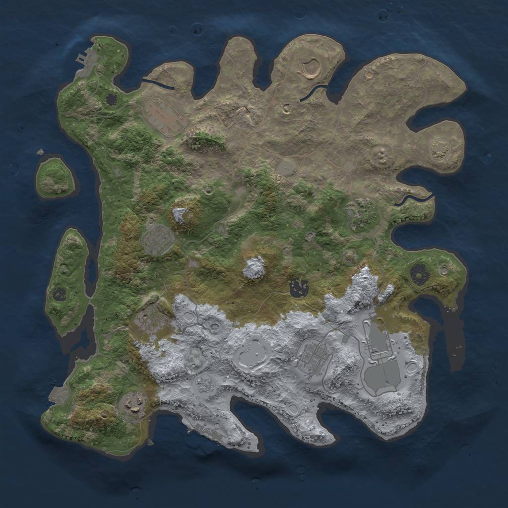Rust Map: Procedural Map, Size: 3750, Seed: 47137465, 17 Monuments