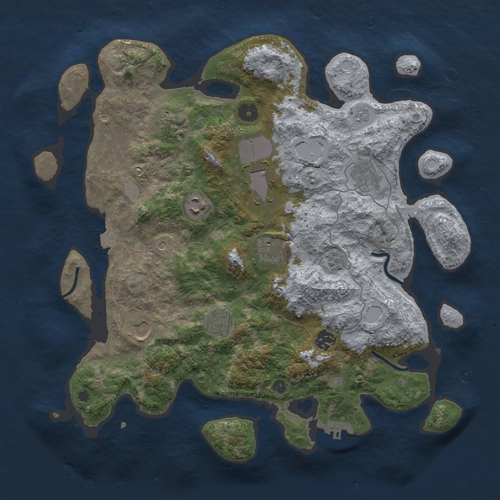 Rust Map: Procedural Map, Size: 3850, Seed: 85052087, 16 Monuments