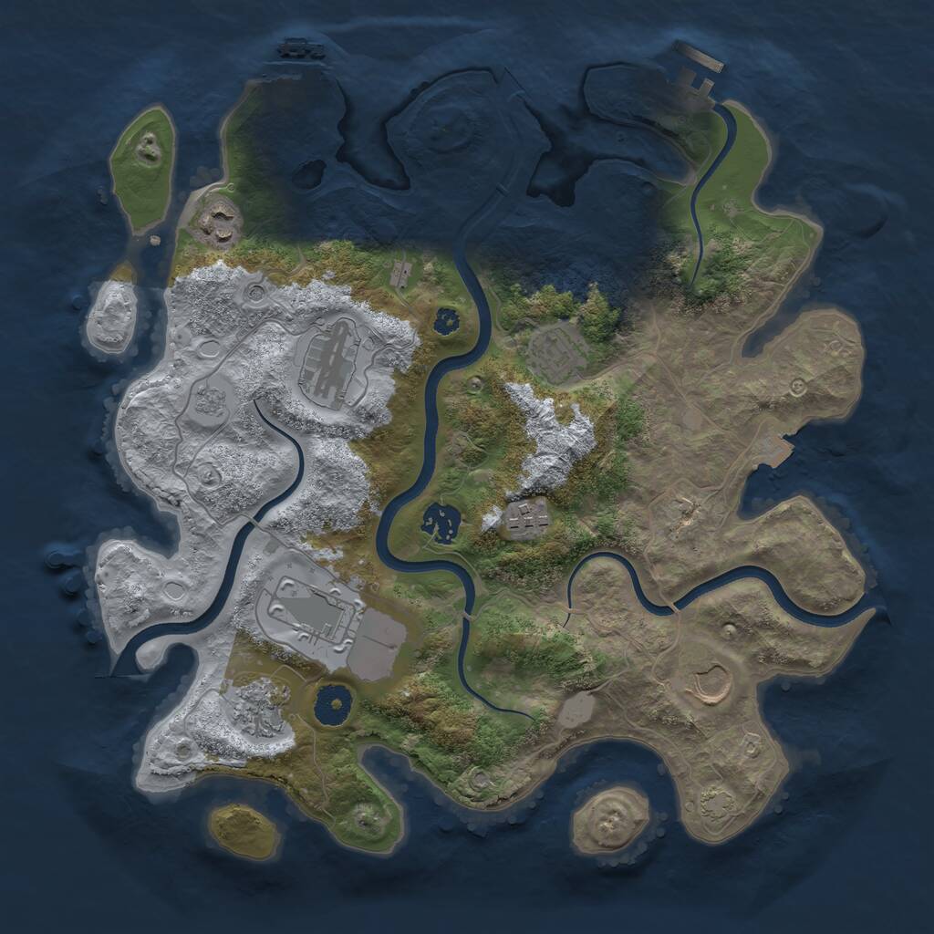 Rust Map: Procedural Map, Size: 3550, Seed: 89392934, 14 Monuments